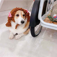 HKM-0190909 Pomeranian Teddy Dog Hand-Crafted Bowknot Headgear in Yellow and Coffee Color