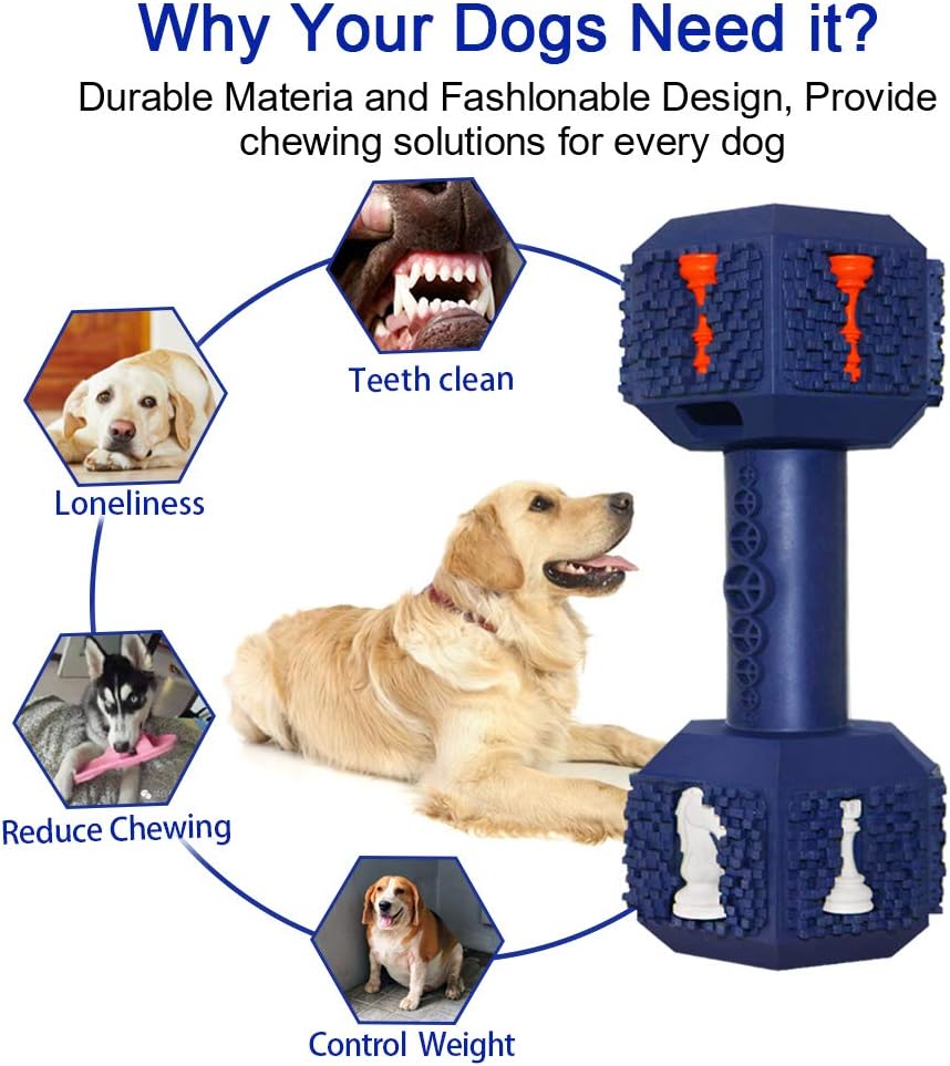 HKM-0193341 Durable Non-Toxic Dog Chew Toy with Treat Hollow Ends - Dental Toy for Medium & Large Aggressive Chewers
