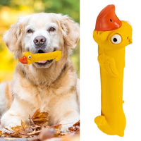 HKM-0193469 Durable Latex Dog Toy for Dental Health - Yellow Duck Design with Squeaker for Teething and Boredom Relief