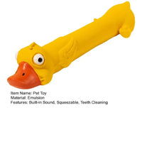 HKM-0193469 Durable Latex Dog Toy for Dental Health - Yellow Duck Design with Squeaker for Teething and Boredom Relief