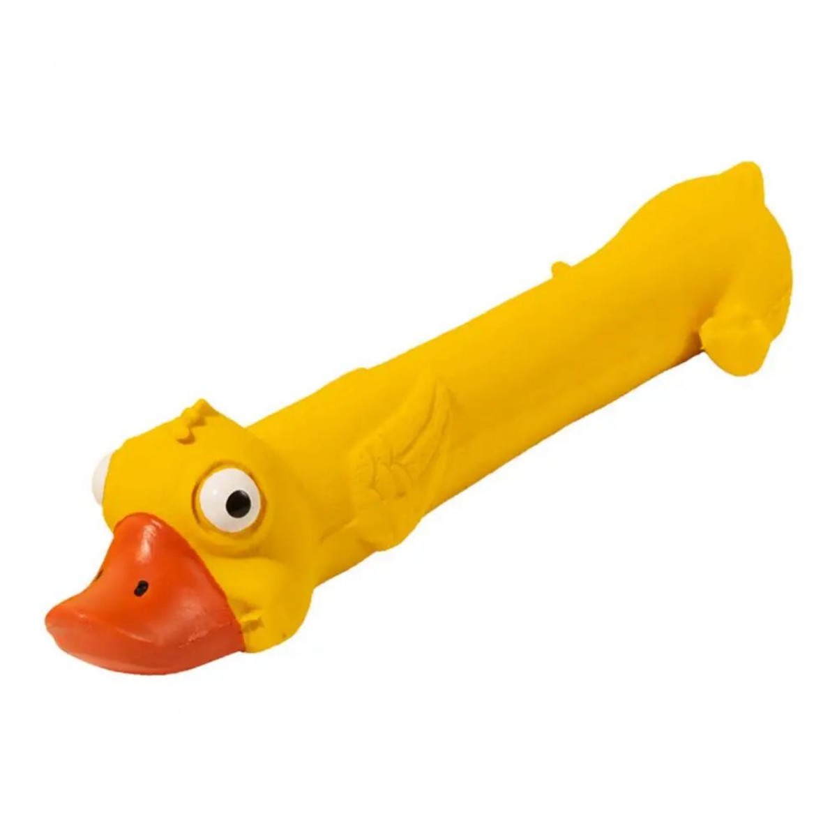 HKM-0193469 Durable Latex Dog Toy for Dental Health - Yellow Duck Design with Squeaker for Teething and Boredom Relief