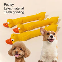 HKM-0193469 Durable Latex Dog Toy for Dental Health - Yellow Duck Design with Squeaker for Teething and Boredom Relief