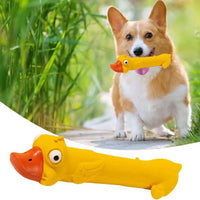 HKM-0193469 Durable Latex Dog Toy for Dental Health - Yellow Duck Design with Squeaker for Teething and Boredom Relief
