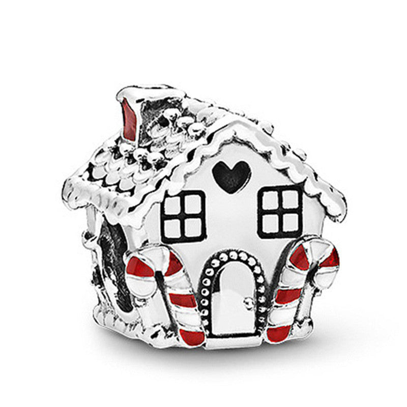 HKM-019347 Christmas Themed 925 Sterling Silver Beaded Bracelet with Santa Claus, Winnie the Pooh, Eeyore, and More