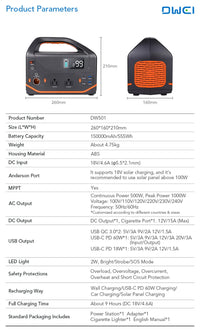 HKM-019411 Portable 600W Outdoor Solar Energy Storage Power Supply with Multi-Port Outputs