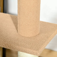 HKM-0195133 Light Brown Floor-to-Ceiling Cat Tree with Adjustable Height and Four Platforms
