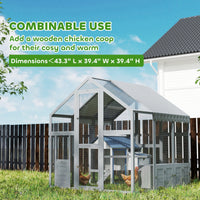 HKM-0195517 Large Wooden Chicken Run with Waterproof Cover, Suitable for 6-8 Chickens, Backyard Poultry Coop, 5.5' x 6' x 6'