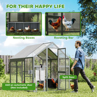 HKM-0195517 Large Wooden Chicken Run with Waterproof Cover, Suitable for 6-8 Chickens, Backyard Poultry Coop, 5.5' x 6' x 6'