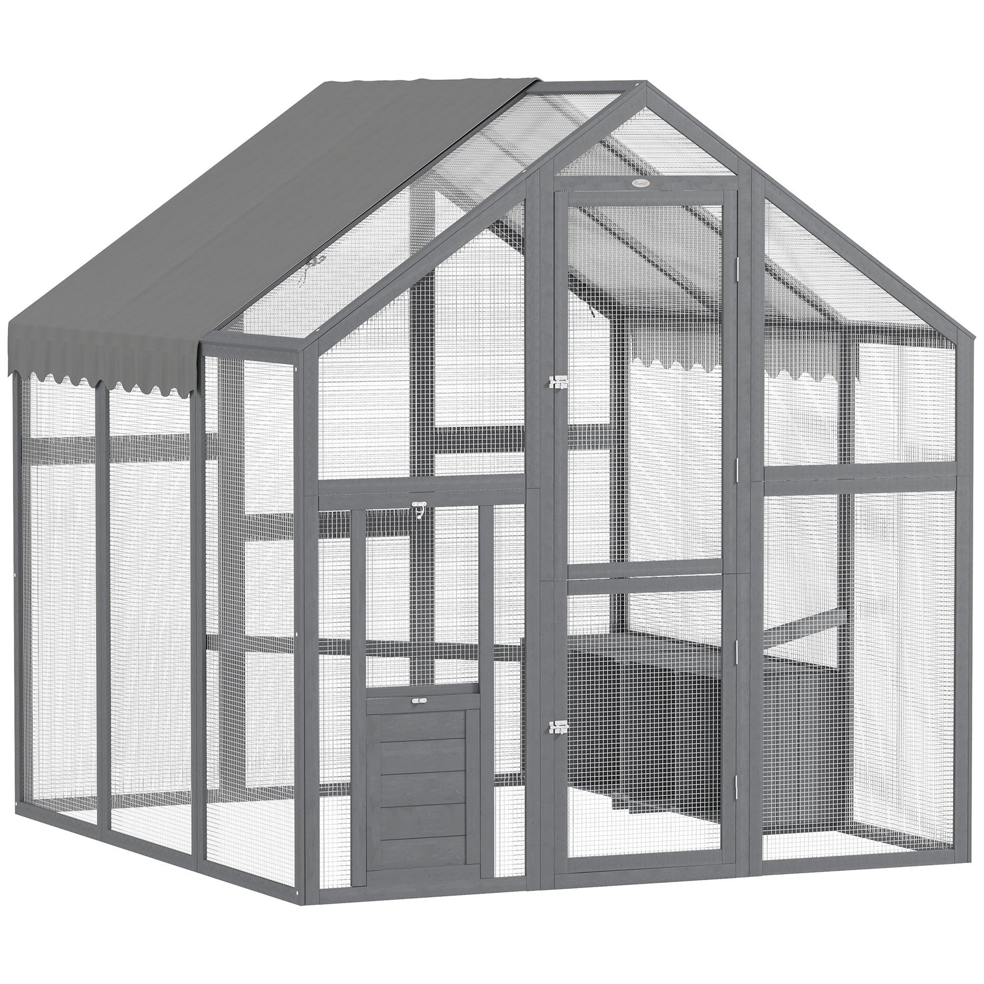HKM-0195517 Large Wooden Chicken Run with Waterproof Cover, Suitable for 6-8 Chickens, Backyard Poultry Coop, 5.5' x 6' x 6'