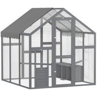 HKM-0195517 Large Wooden Chicken Run with Waterproof Cover, Suitable for 6-8 Chickens, Backyard Poultry Coop, 5.5' x 6' x 6'