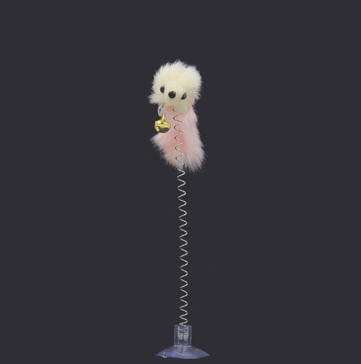 HKM-0196669 Interactive Suction Spring Plush Mouse Toy for Cats - Colorful, Fun, and Safe Design