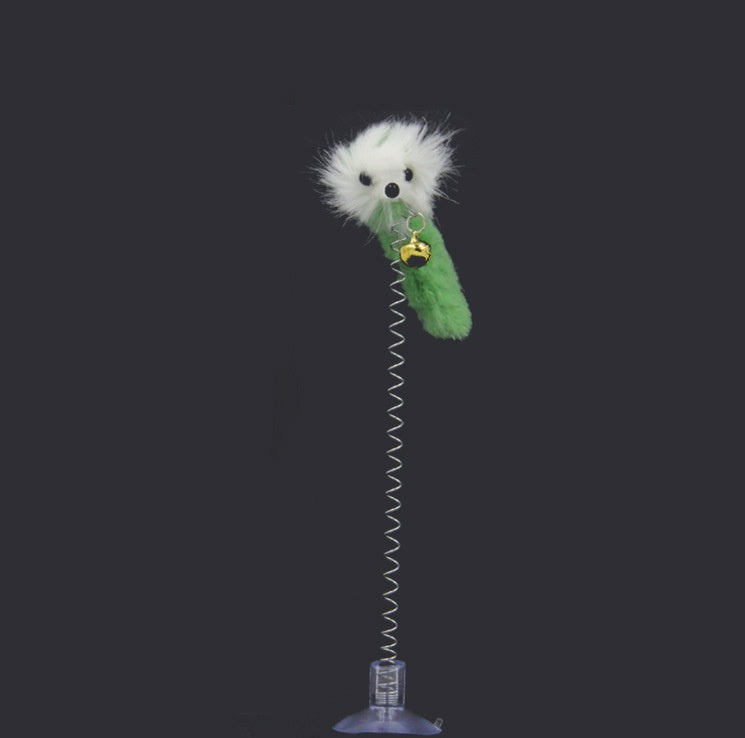 HKM-0196669 Interactive Suction Spring Plush Mouse Toy for Cats - Colorful, Fun, and Safe Design