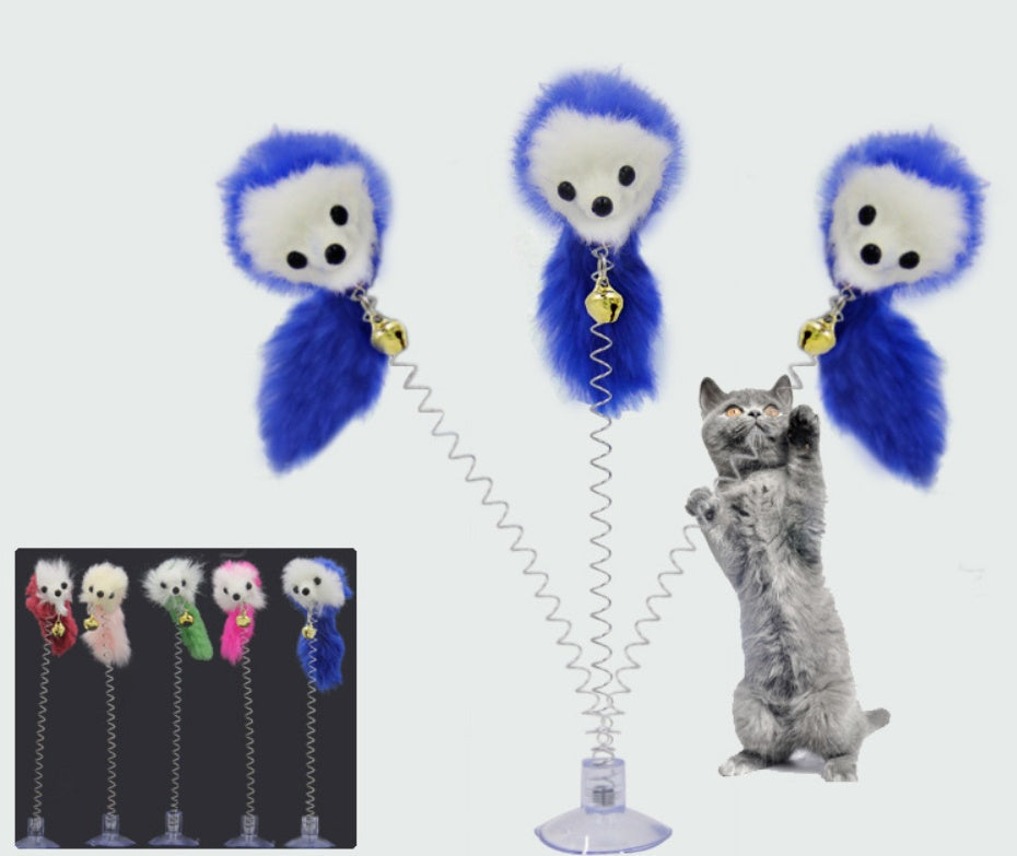 HKM-0196669 Interactive Suction Spring Plush Mouse Toy for Cats - Colorful, Fun, and Safe Design
