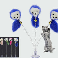 HKM-0196669 Interactive Suction Spring Plush Mouse Toy for Cats - Colorful, Fun, and Safe Design