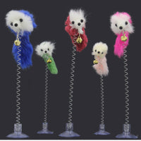 HKM-0196669 Interactive Suction Spring Plush Mouse Toy for Cats - Colorful, Fun, and Safe Design