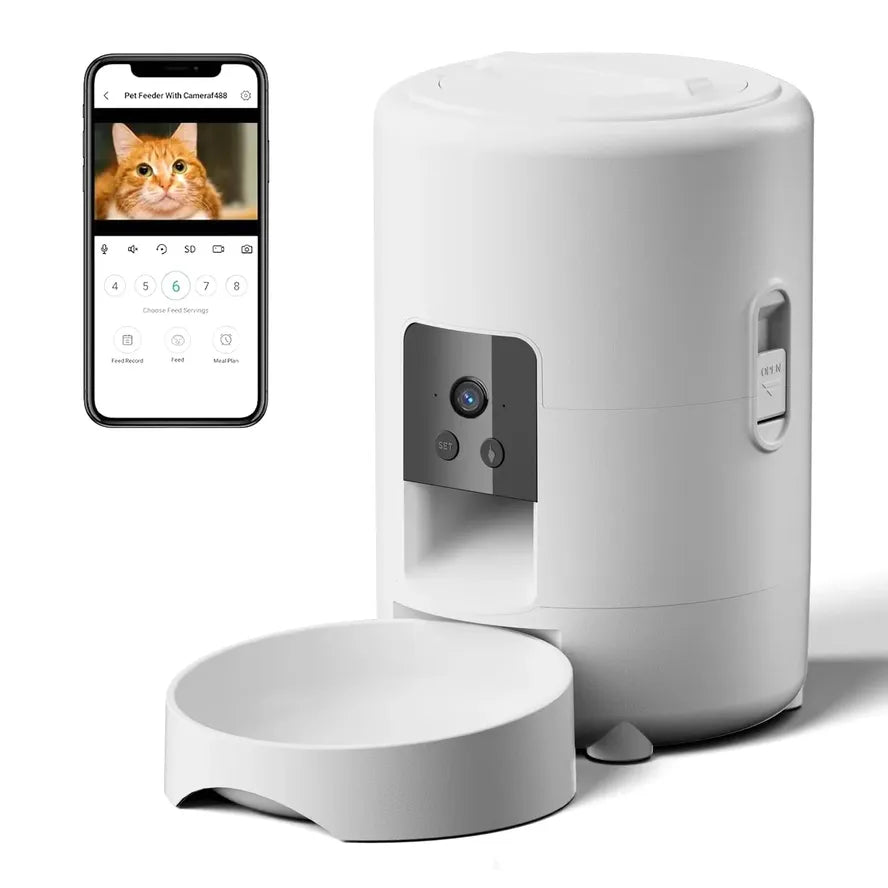 HKM-019667 Automatic Cat Feeder with 2L Capacity and Video Camera Including Night Vision and 2.4G WiFi Connectivity