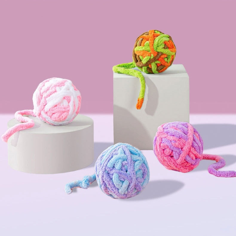 HKM-019667 Pet Silent Cat Toy, Wool Ball, Cat Toy Ball, Plush, Boring, Durable, Teeth Grinding, Playing With Little Cats, Chewing, Cat Toy Stick