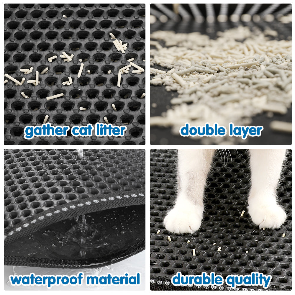 HKM-0197309 Cat Litter Mat with Double Layer Design, Waterproof EVA Cleaning Pad for Litter Box Area
