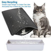 HKM-0197309 Cat Litter Mat with Double Layer Design, Waterproof EVA Cleaning Pad for Litter Box Area