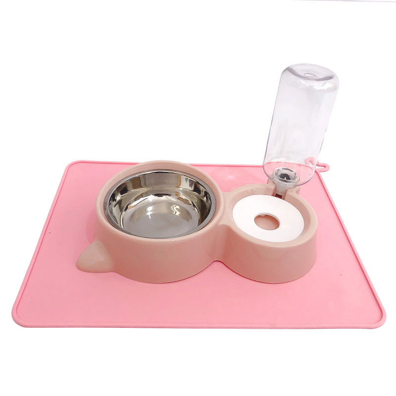 HKM-0197821 Automatic Double Bowl Water Dispenser for Cats and Dogs - 500ml Capacity, Stainless Steel & Durable Materials