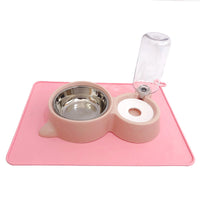 HKM-0197821 Automatic Double Bowl Water Dispenser for Cats and Dogs - 500ml Capacity, Stainless Steel & Durable Materials