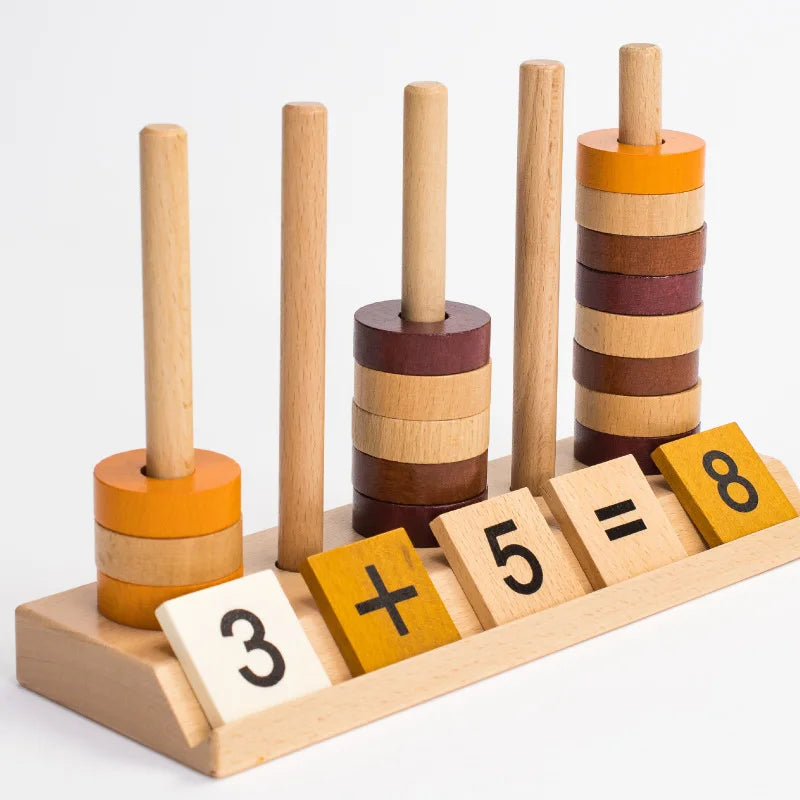 HKM-019795 Montessori Wooden Math Abacus Number Blocks for Early Preschool Learning, Age 3+