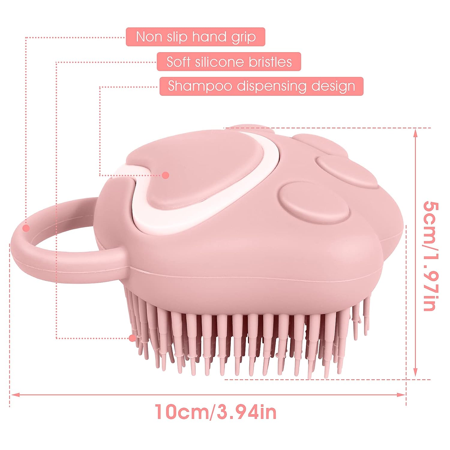 HKM-0199101 Soft Silicone Pet Grooming Brush with Shampoo Dispenser for Dogs and Cats