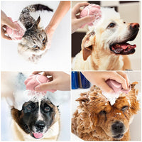 HKM-0199101 Soft Silicone Pet Grooming Brush with Shampoo Dispenser for Dogs and Cats