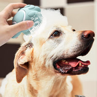 HKM-0199101 Soft Silicone Pet Grooming Brush with Shampoo Dispenser for Dogs and Cats