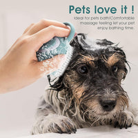 HKM-0199101 Soft Silicone Pet Grooming Brush with Shampoo Dispenser for Dogs and Cats