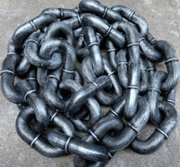 HKM-0199613 Haunted House Simulation Iron Chain Prop in Gold, Silver, and Black - Realistic Plastic Design, 1 Large and 1 Medium Chain