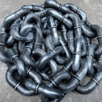 HKM-0199613 Haunted House Simulation Iron Chain Prop in Gold, Silver, and Black - Realistic Plastic Design, 1 Large and 1 Medium Chain