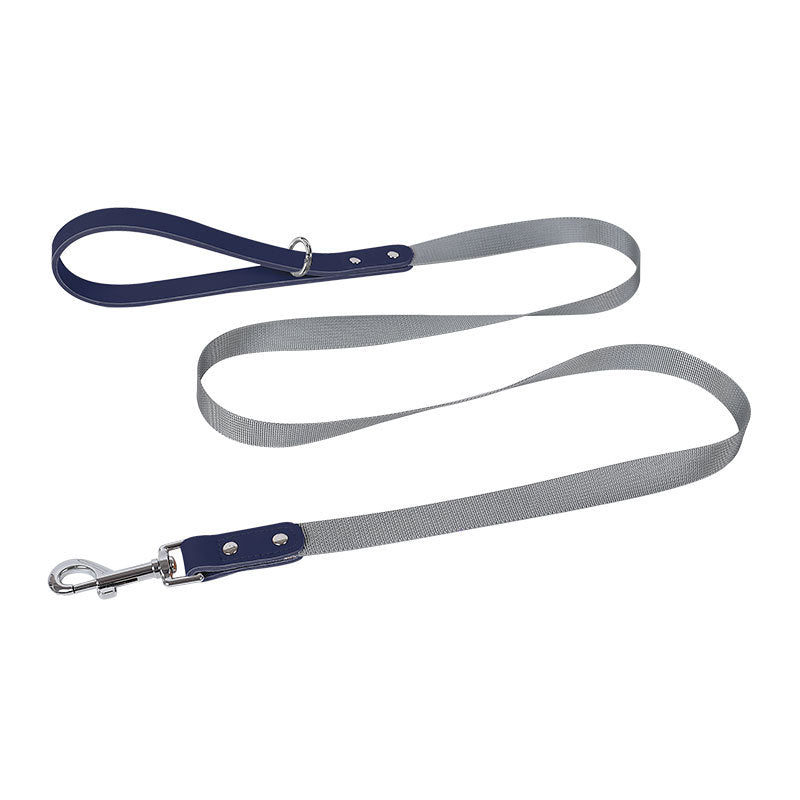 HKM-0200893 Fashionable PU Leather Dog Vest Harness with Nylon Leash Set, Adjustable Strap Sizes Available