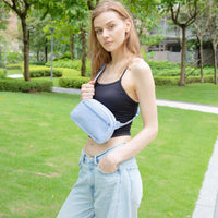 HKM-0201405 Baby Blue Pet Collar and Leash Set with Chest Back Harness and Mini Schoolbag Waste Bag Holder