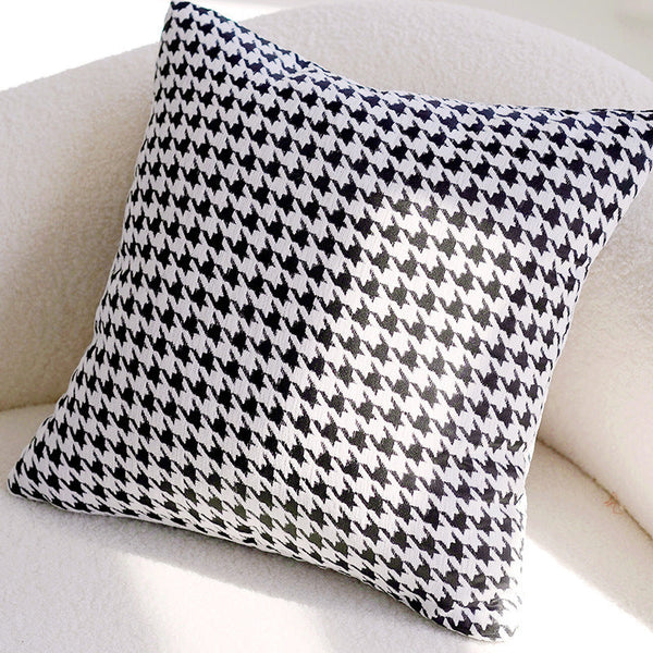 HKM-020179 Black and White Houndstooth and Checkerboard Decorative Pillow Collection, 45x45cm and 30x50cm Options