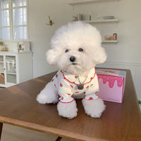 HKM-0202173 Casual Pet Strawberry Bottoming Shirt in White, Strawberry, and Pink - Size XS to XL