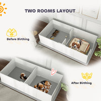 HKM-0203069 Whelping Box for Medium Dogs with Waterproof Pad and Adjustable Entrance - 77" x 38" x 19"