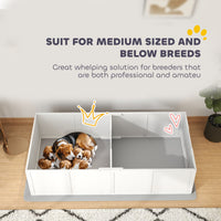 HKM-0203069 Whelping Box for Medium Dogs with Waterproof Pad and Adjustable Entrance - 77" x 38" x 19"