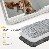 HKM-0203069 Whelping Box for Medium Dogs with Waterproof Pad and Adjustable Entrance - 77" x 38" x 19"
