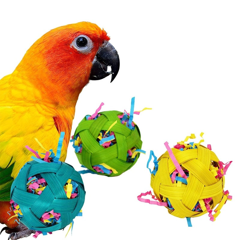 HKM-020307 Natural Bamboo Woven Toy Balls for Small Pets and Birds, 6cm Diameter, Pack of 3