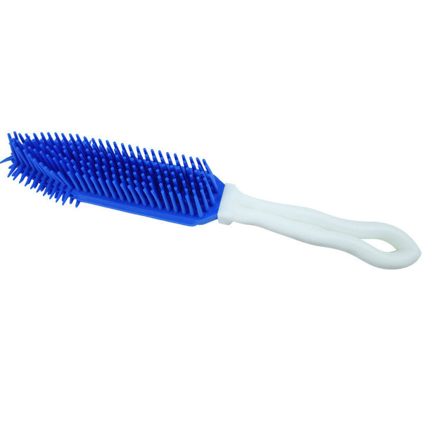 HKM-0203197 Pet Bath Brush for Dogs and Cats - Silicone and Plastic Scrubbing Tool in Blue, 27cm Length