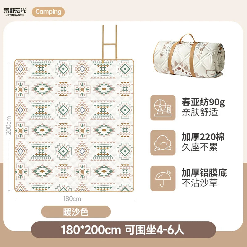 HKM-020563 Versatile Large Waterproof Green Oxford Cloth Mat for Outdoor Activities, Hiking, and Picnics