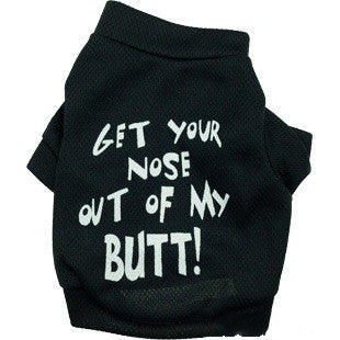 HKM-0205757 Black Printed Mesh Tee for Dogs - Sniff With Me Design, XS to L Sizes Available