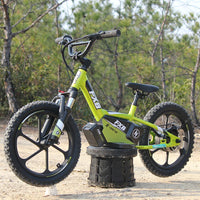 HKM-020627 Off-Road Electric Balance Bike with 3 Speed and Suspension, 16-Inch Wheels, 36V Battery, and Disc Brakes
