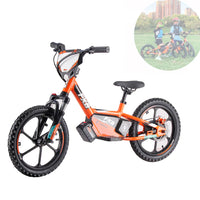 HKM-020627 Off-Road Electric Balance Bike with 3 Speed and Suspension, 16-Inch Wheels, 36V Battery, and Disc Brakes
