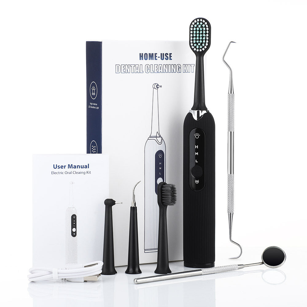 HKM-020627 Portable 3-Gear Oral Cleaning Tool with Ultrasonic Vibration and Four Cleaning Heads