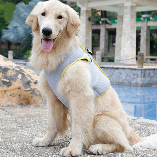 HKM-0206653 Cooling Vest for Dogs - Cold Fabric Chest Strap in Grayish Yellow, Available in Multiple Sizes