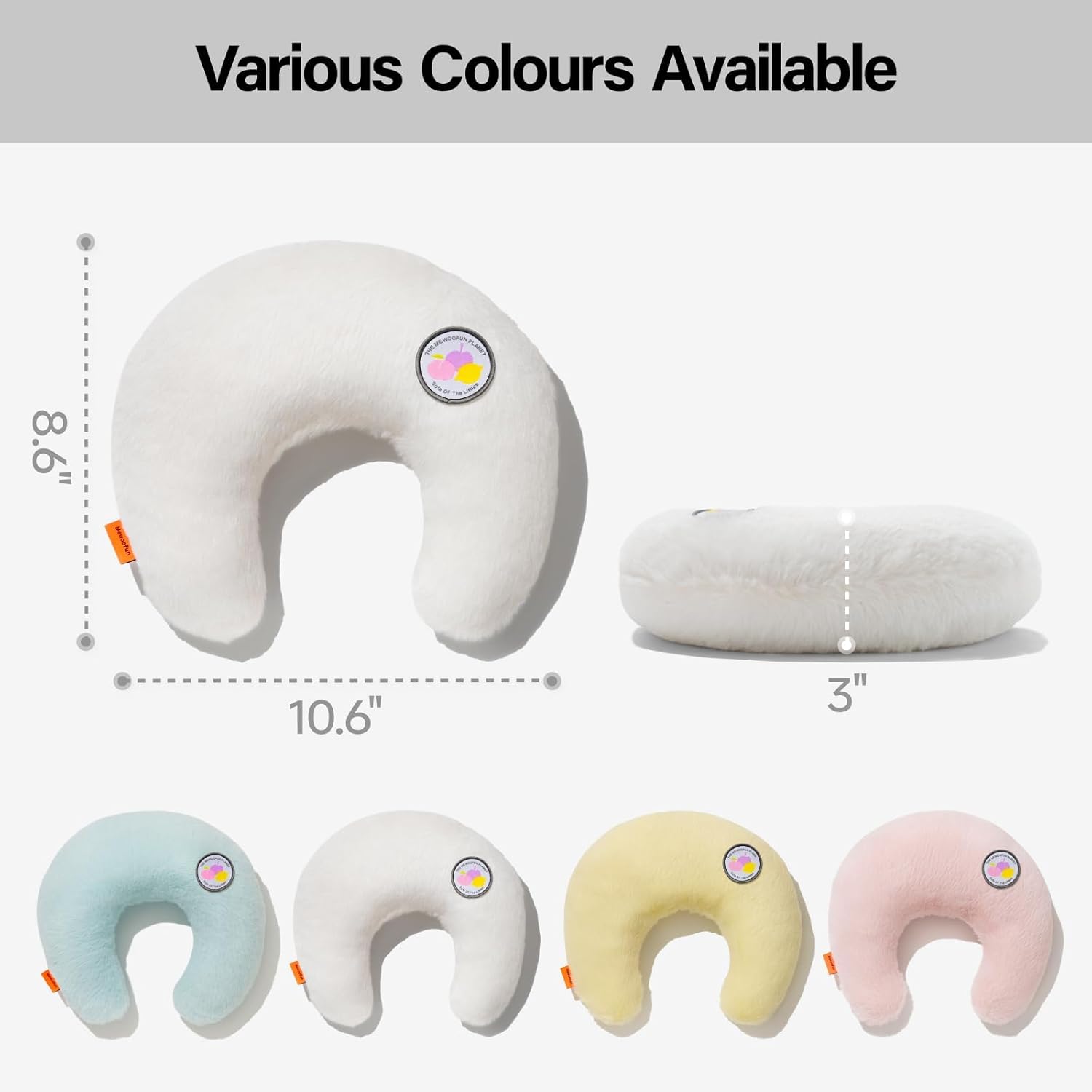 HKM-0207037 U-Shaped Orthopedic Cat & Puppy Pillow for Joint Relief - 10.6x9.8 Inch Fluffy Support Cushion - White