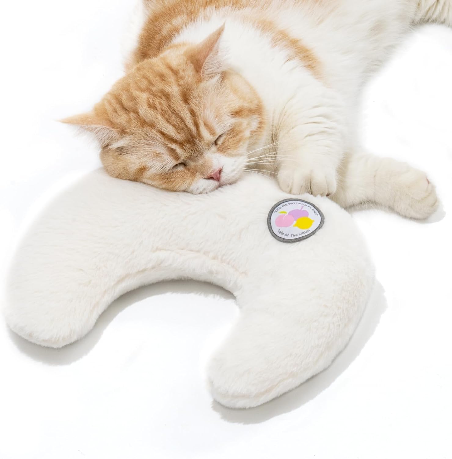 HKM-0207037 U-Shaped Orthopedic Cat & Puppy Pillow for Joint Relief - 10.6x9.8 Inch Fluffy Support Cushion - White