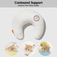 HKM-0207037 U-Shaped Orthopedic Cat & Puppy Pillow for Joint Relief - 10.6x9.8 Inch Fluffy Support Cushion - White